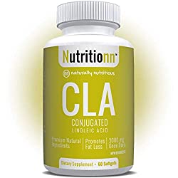 CLA 3000 mg by Nutritionn – Fat Burner Diet & Weight Loss Pills for Women & Men – Premium 100% Pure Natural Conjugated Linoleic Acid (CLA)